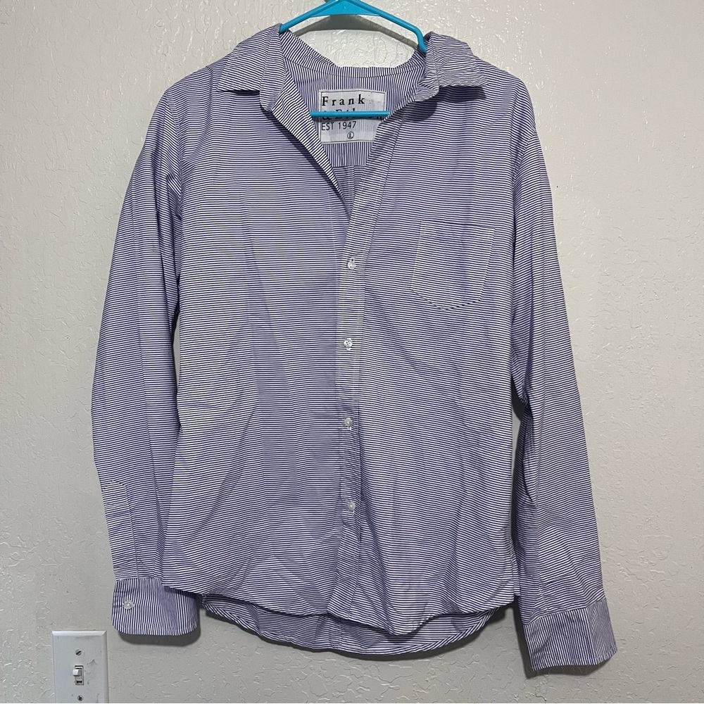 Frank and Eileen blouse striped button up size large